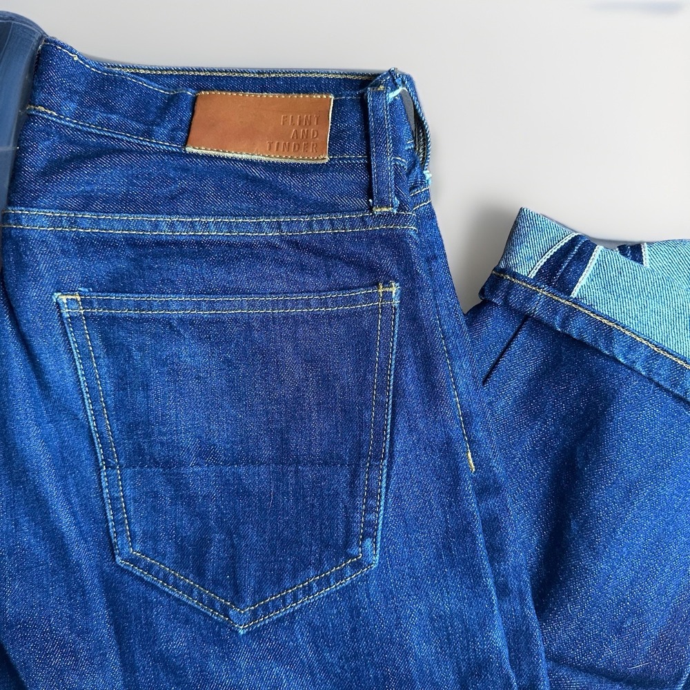 Flint & Tinder Selvedge Jeans Mens 30x32 Dark Wash Raw Denim Slim Straight USA